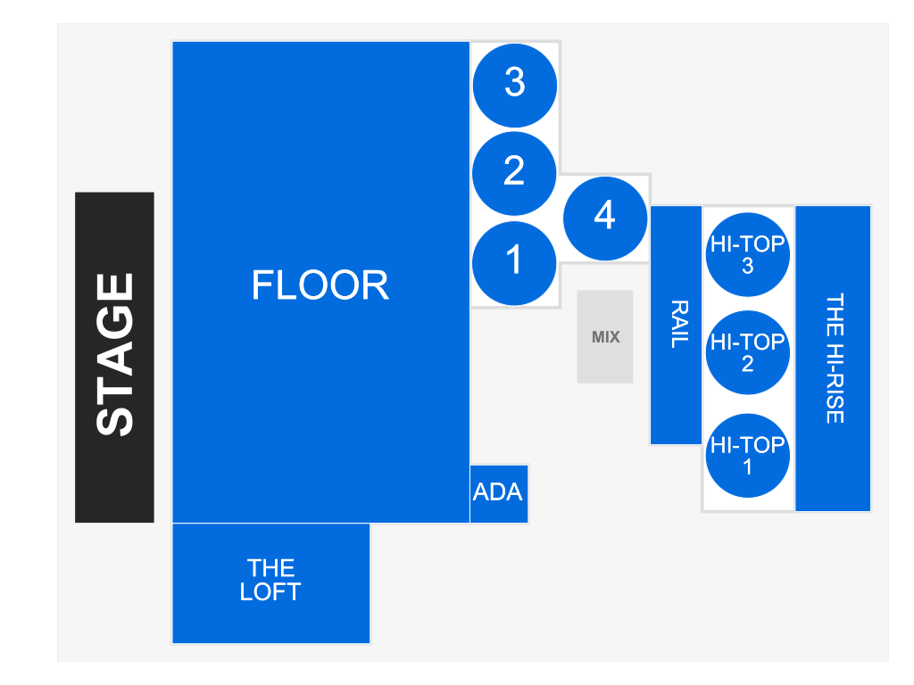 Venue seating chart for Dogpark for reference only