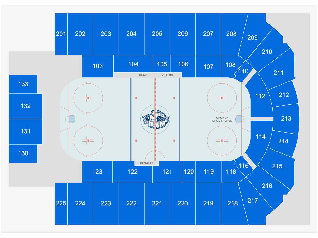 Venue seating chart for Syracuse Crunch for reference only