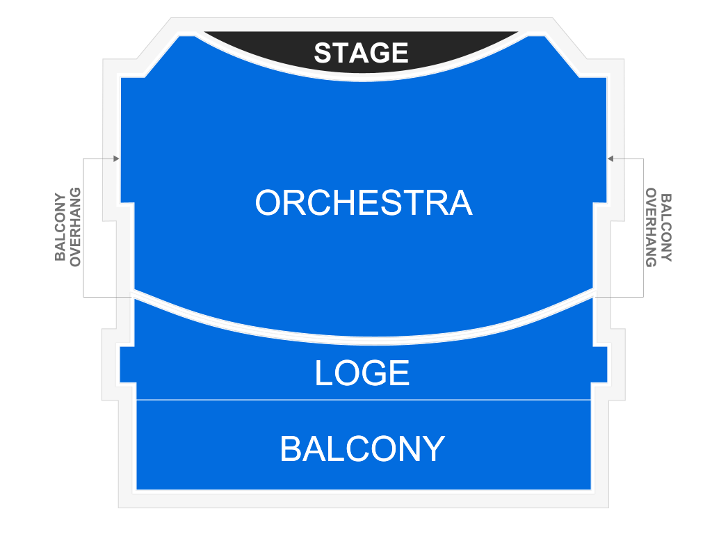 Venue seating chart for New Paltz Ballet for reference only