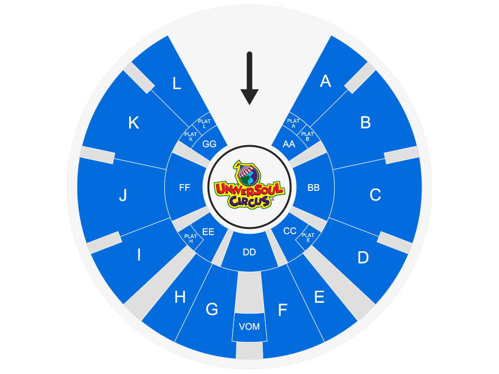 Venue seating chart for UniverSoul Circus for reference only