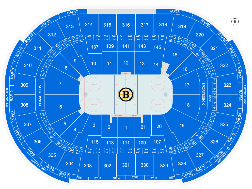Venue seating chart for Boston Bruins for reference only