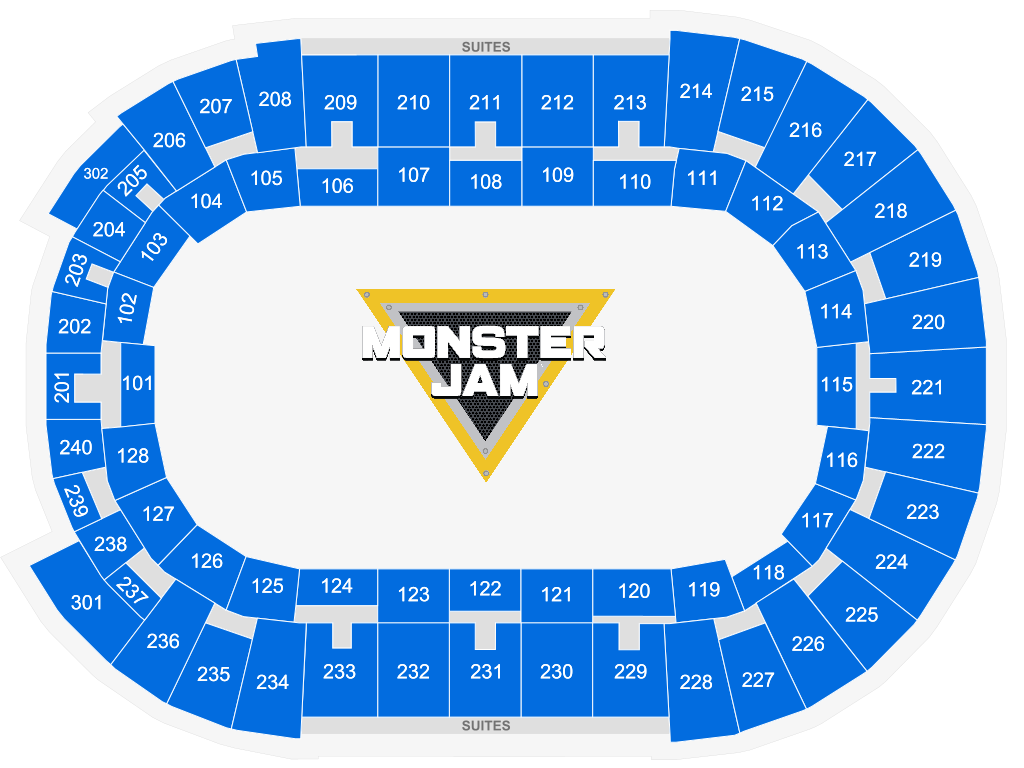 Venue seating chart for Monster Jam for reference only