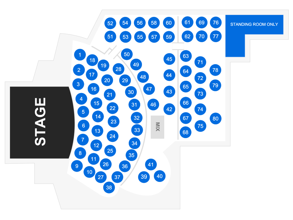 Venue seating chart for Lenny Clarke for reference only