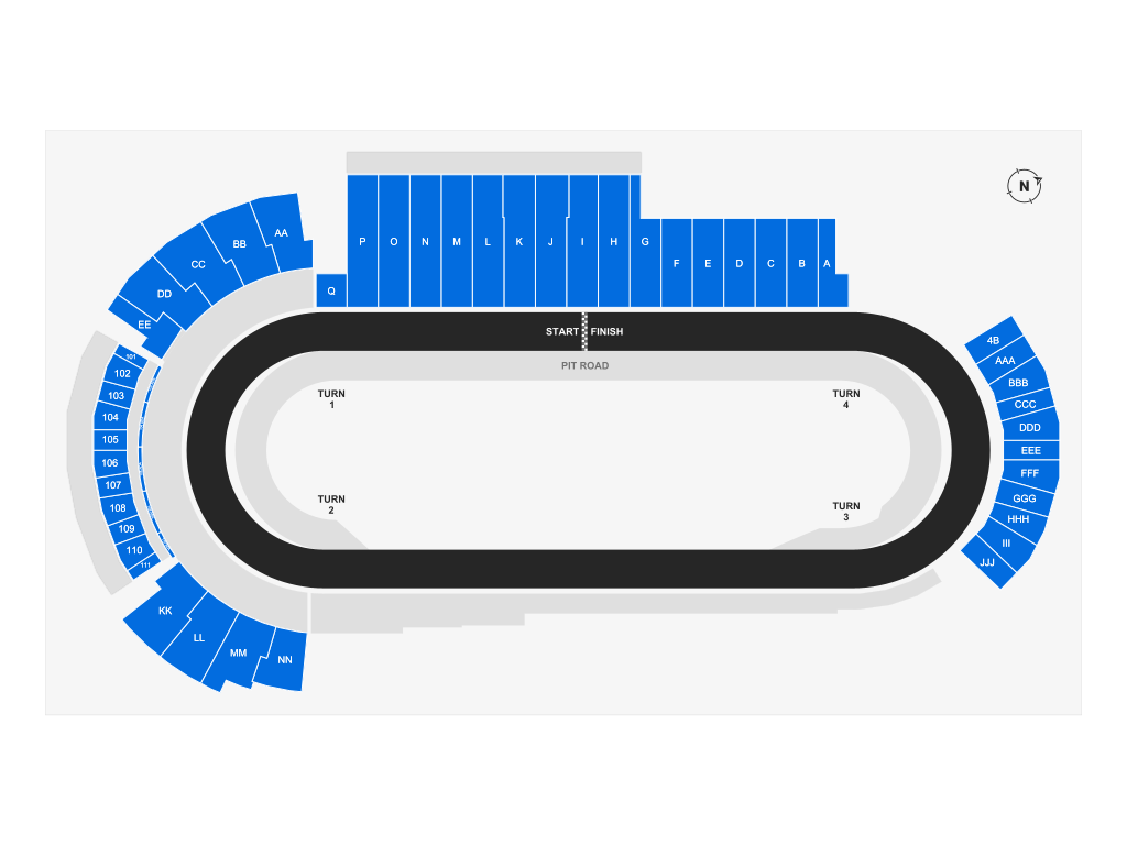 Venue seating chart for Martinsville Speedway for reference only