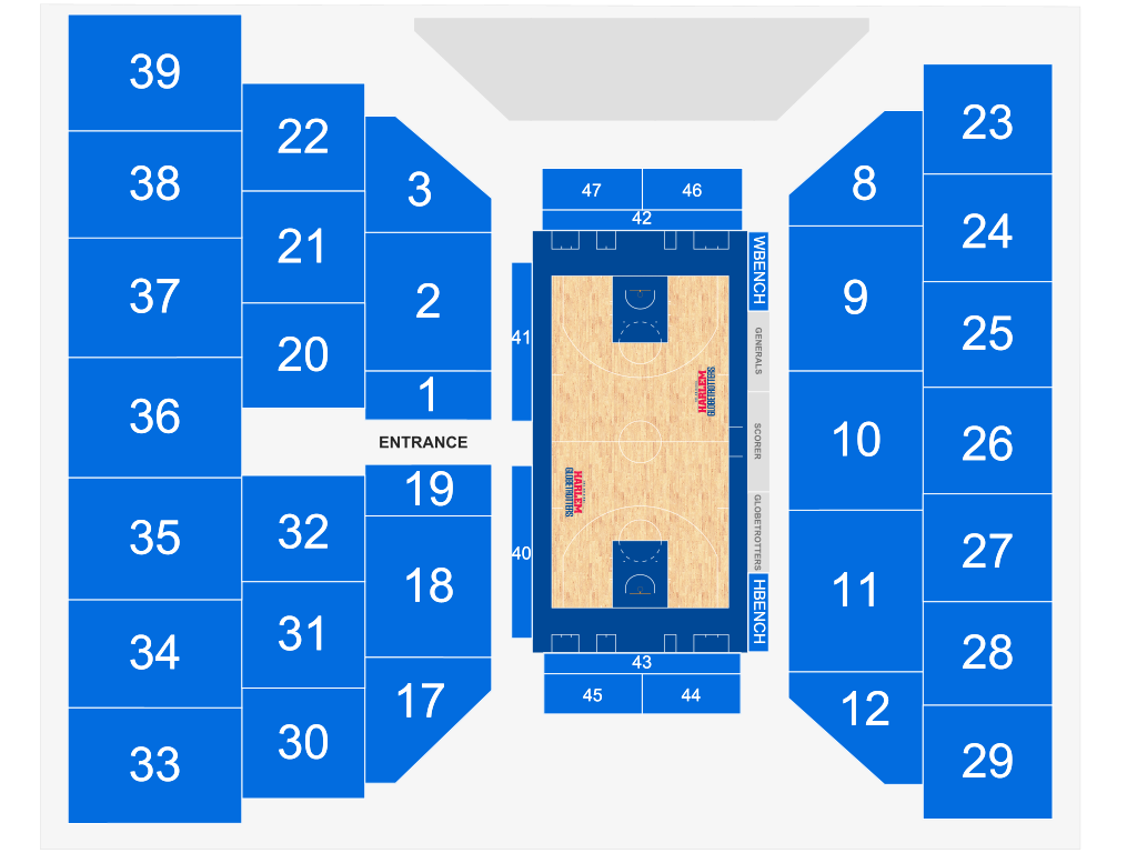 Venue seating chart for Harlem Globetrotters for reference only