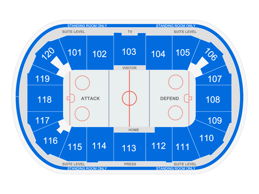 Venue seating chart for Boston University Womens Hockey for reference only