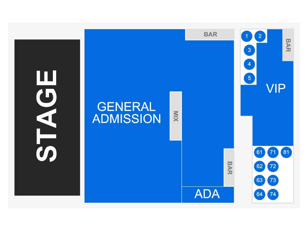 Venue seating chart for Ten for reference only