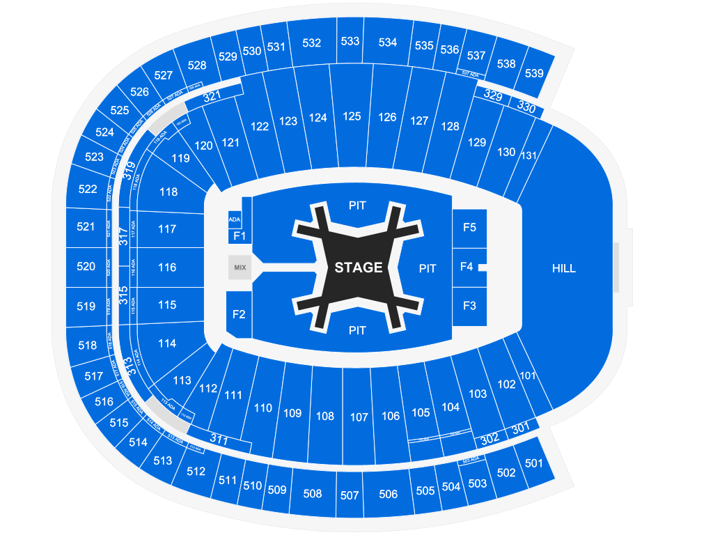 Venue seating chart for Luke Combs for reference only