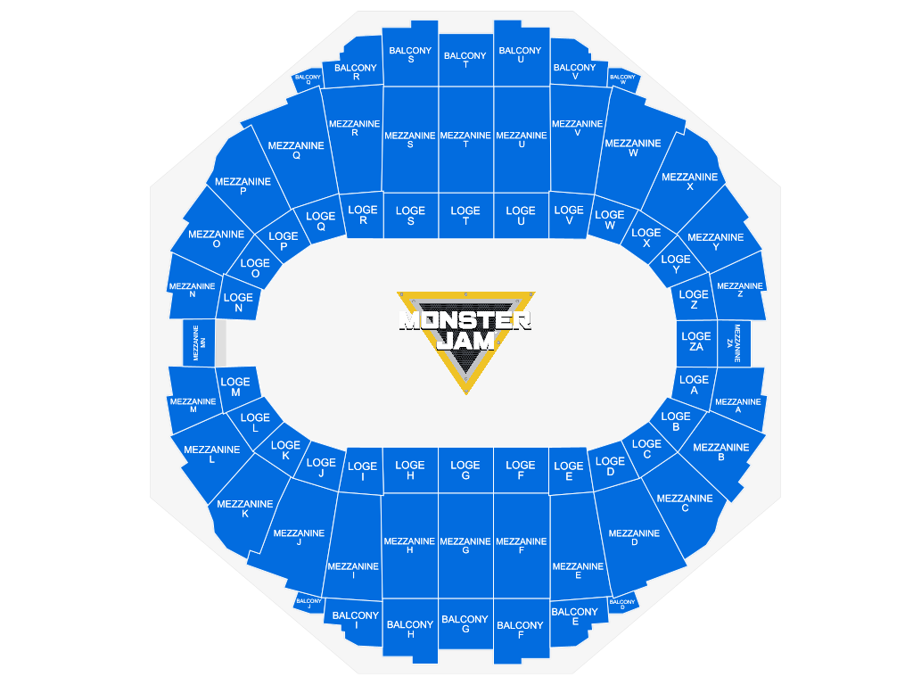 Venue seating chart for Monster Jam for reference only
