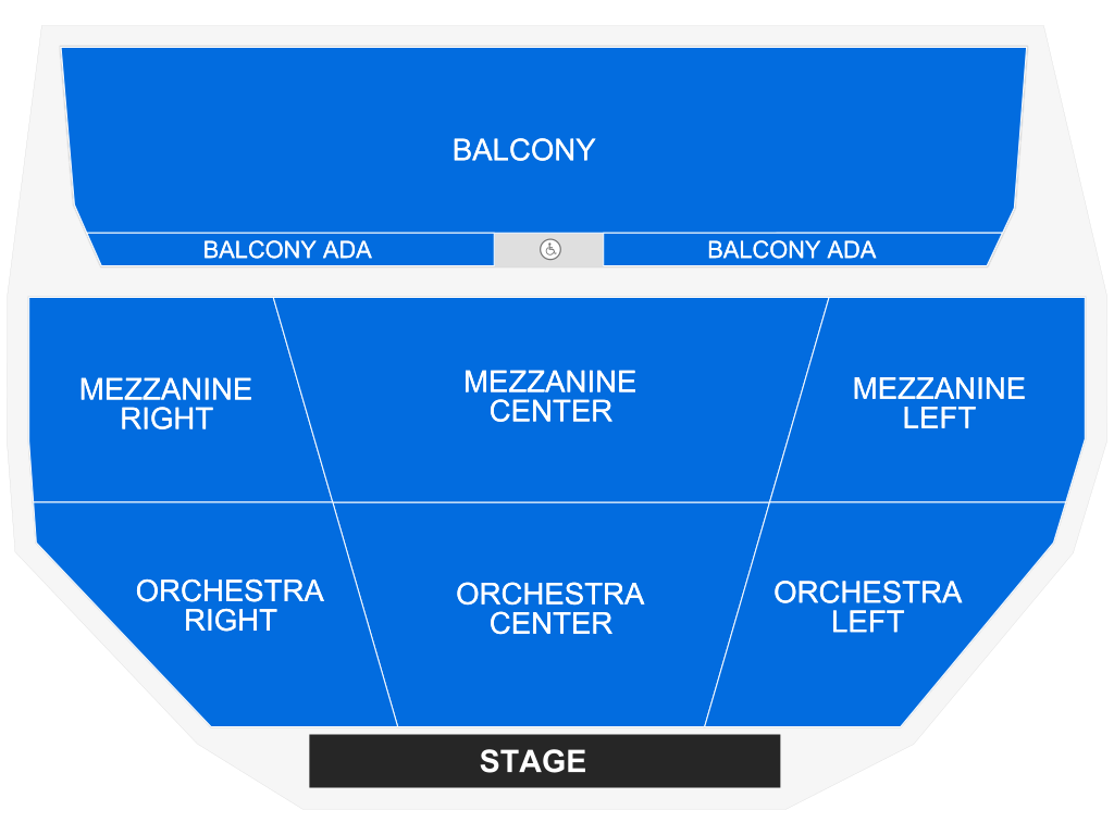 Venue seating chart for Morgan Jay for reference only