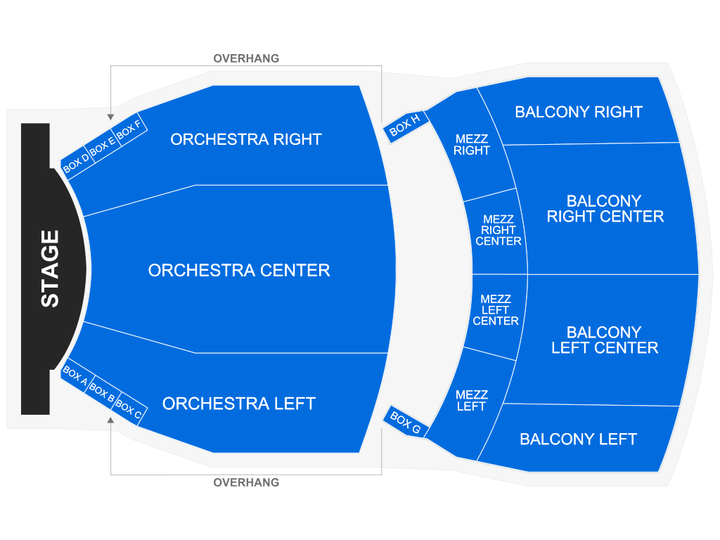 Venue seating chart for Reading Symphony Orchestra for reference only