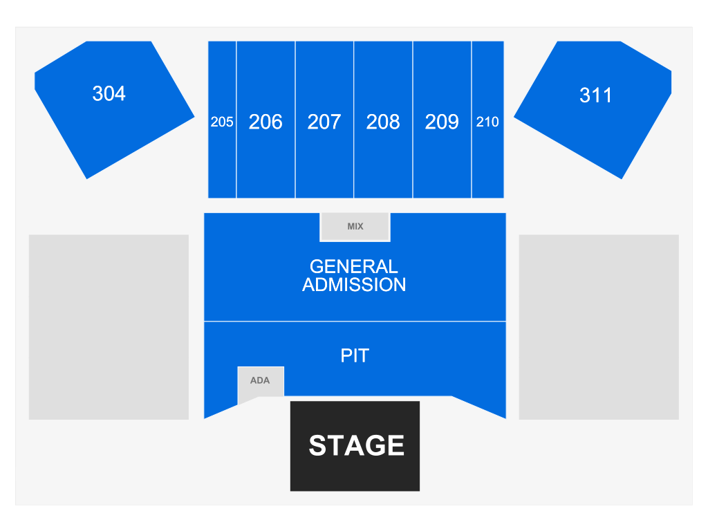 Venue seating chart for Warren Zeiders for reference only