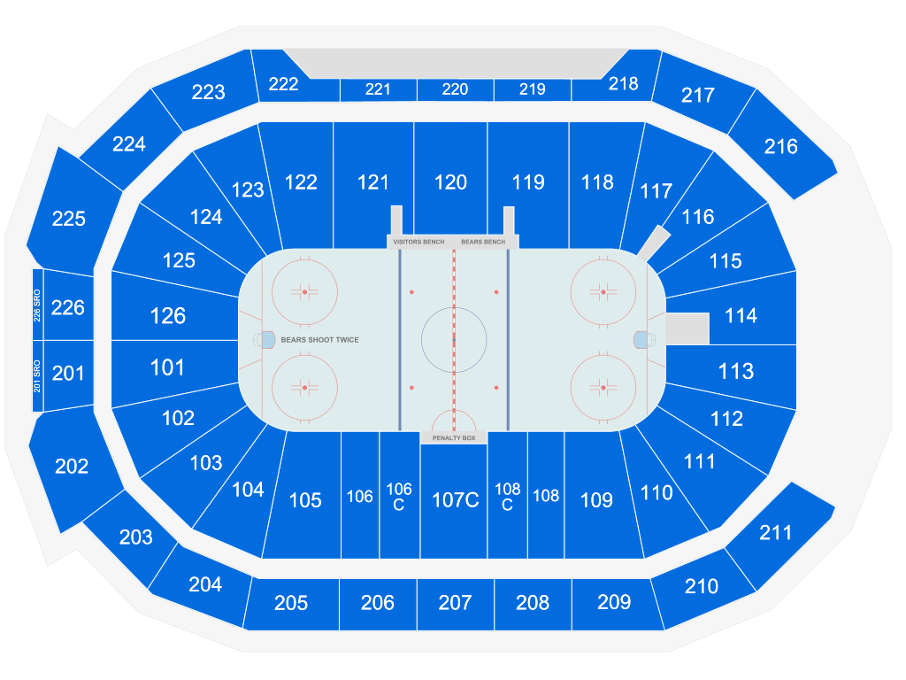 Venue seating chart for Hershey Bears for reference only