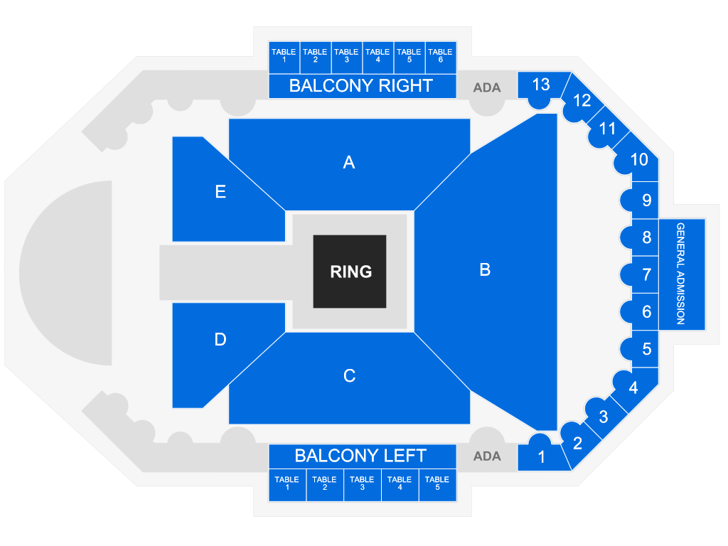 Venue seating chart for WWE - NXT Live for reference only