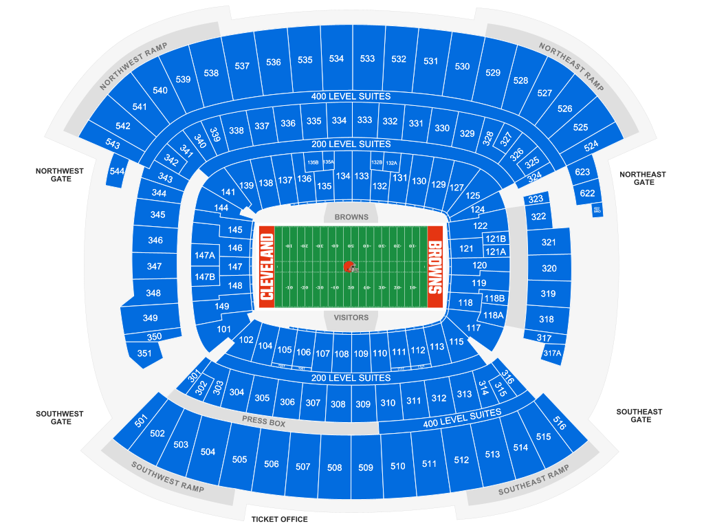 Venue seating chart for Cleveland Browns for reference only