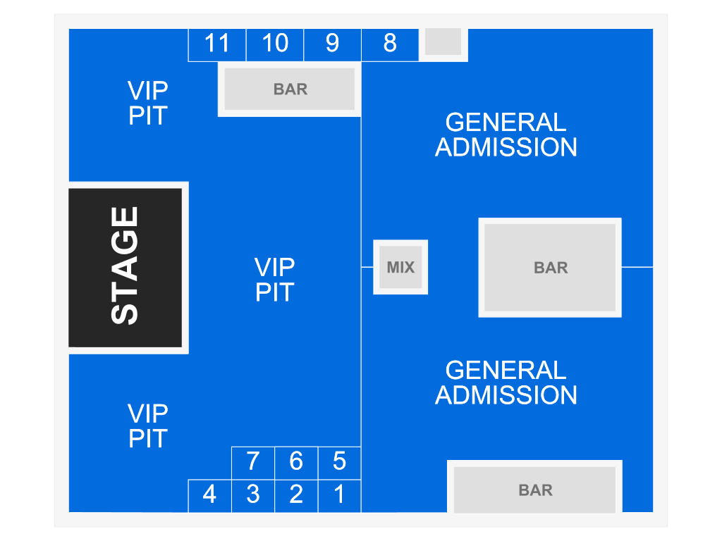Venue seating chart for Creed Fisher for reference only