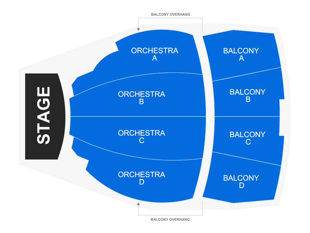 Venue seating chart for Rocky Mountain High Experience: A John Denver Christmas for reference only