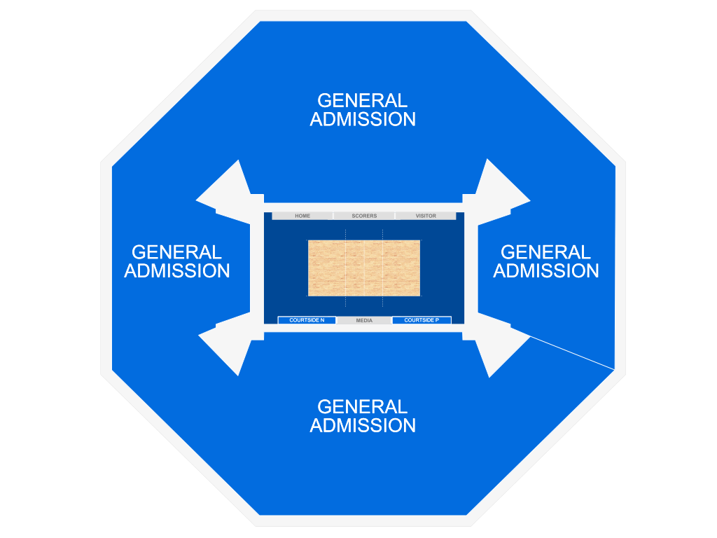 Venue seating chart for Ball State University Cardinals Women's Volleyball for reference only