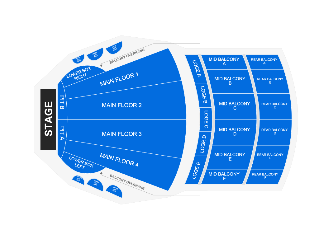 Venue seating chart for SIX (Touring) for reference only