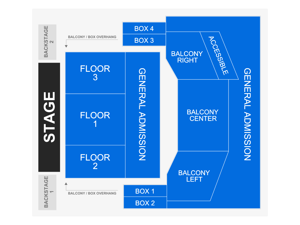 Venue seating chart for Thomas Dolby for reference only