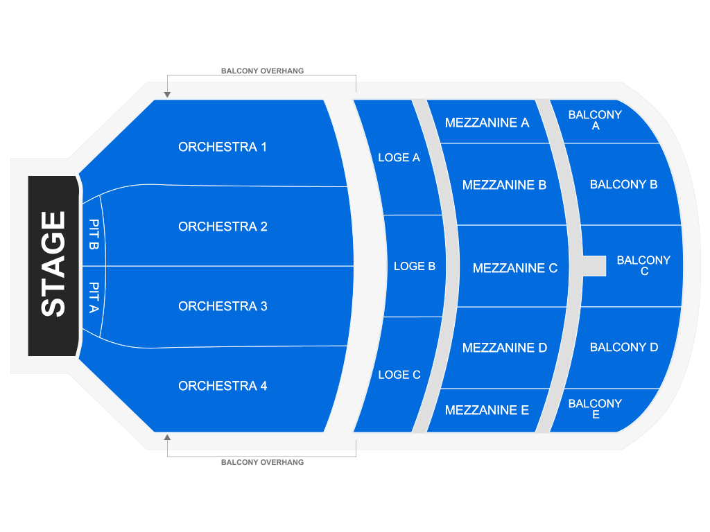 Venue seating chart for Back to the Future The Musical (Touring) for reference only