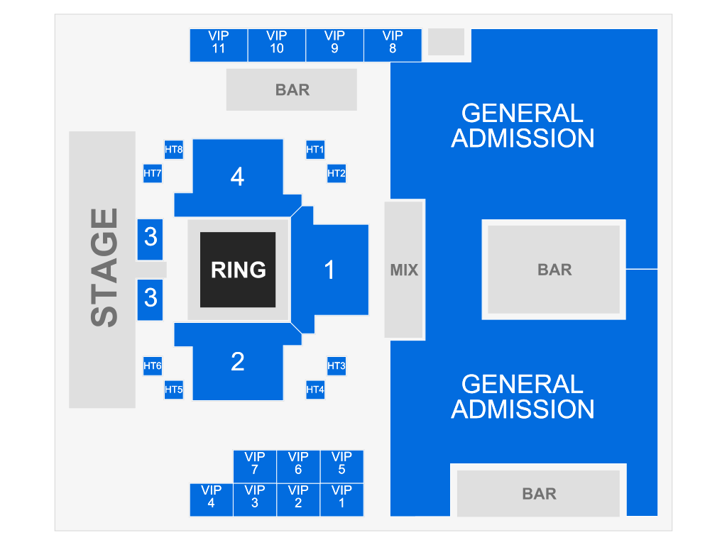 Venue seating chart for MicroMania Wrestling for reference only