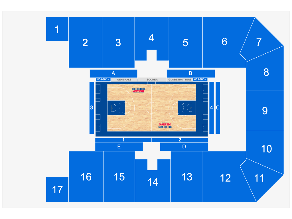 Venue seating chart for Harlem Globetrotters for reference only