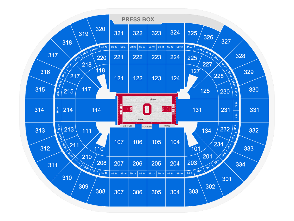 Venue seating chart for Ohio State Buckeyes Men's Basketball for reference only