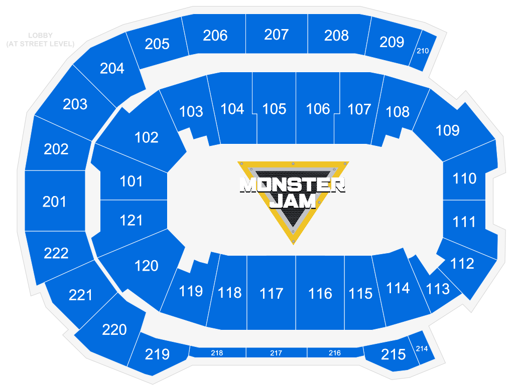 Venue seating chart for Monster Jam for reference only