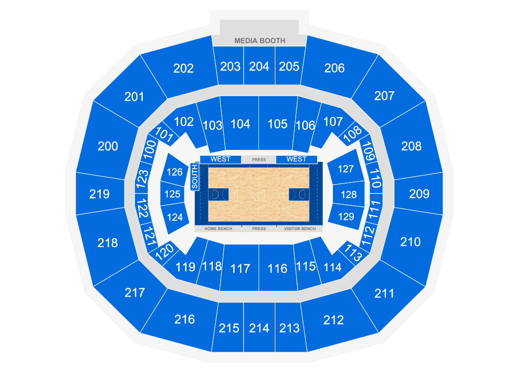 Venue seating chart for Indiana State University Sycamores Mens Basketball for reference only