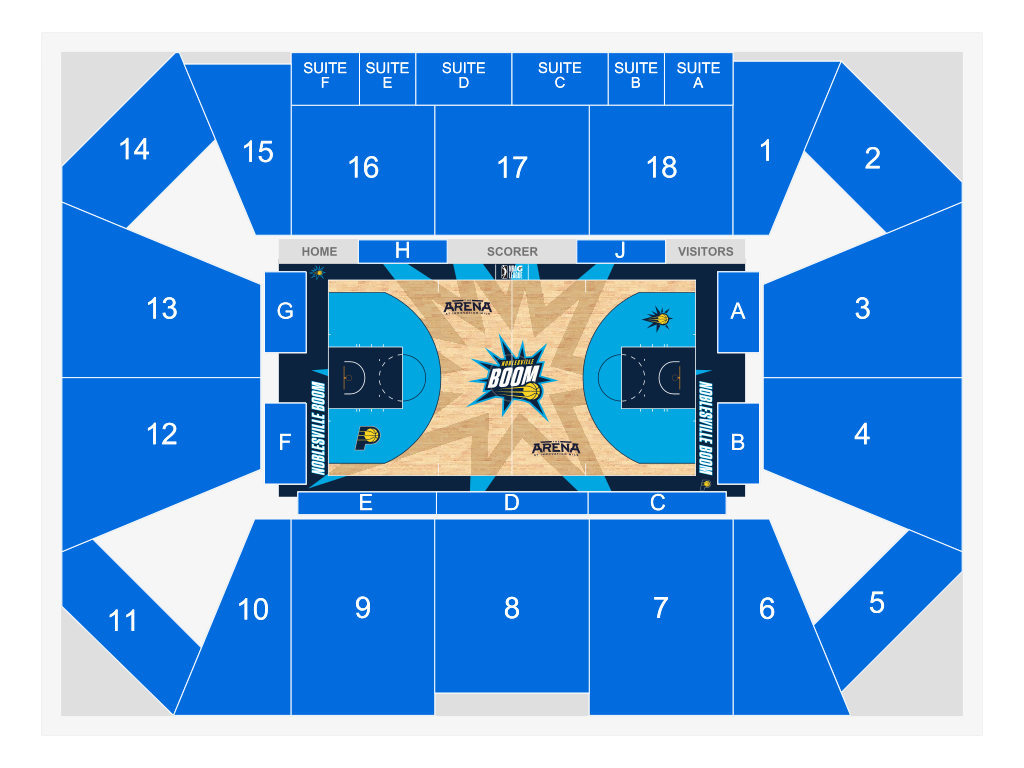 Venue seating chart for Noblesville Boom for reference only