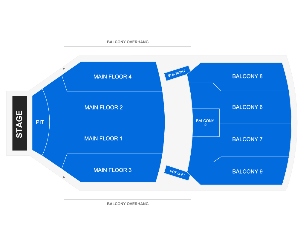 Venue seating chart for The Music of Hans Zimmer & Others for reference only