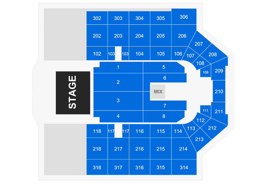 Venue seating chart for Styx for reference only
