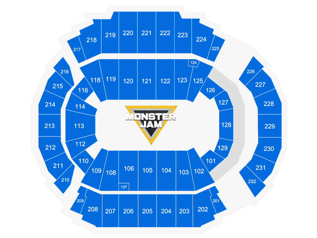 Venue seating chart for Monster Jam for reference only