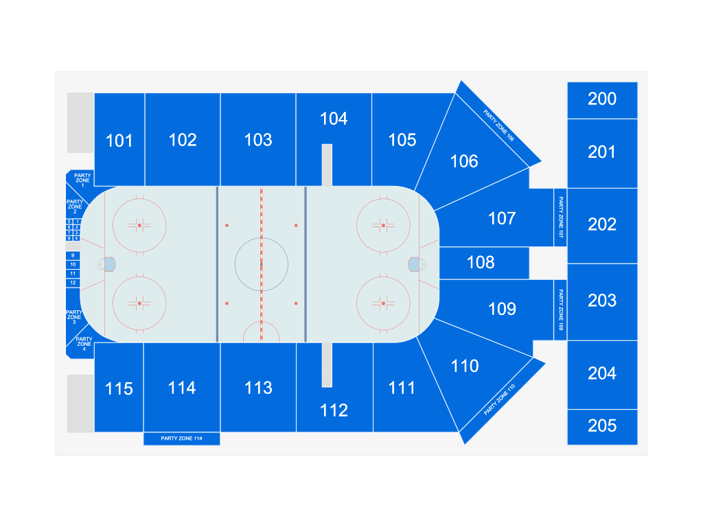 Venue seating chart for Sioux City Musketeers for reference only