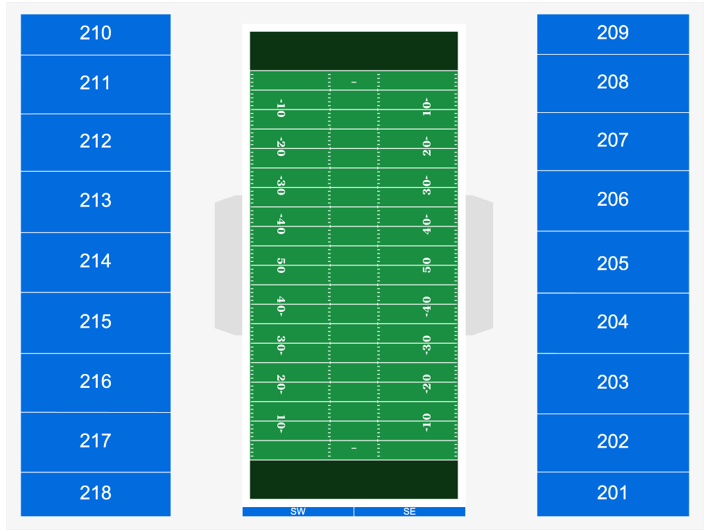 Venue seating chart for University of North Dakota Football for reference only