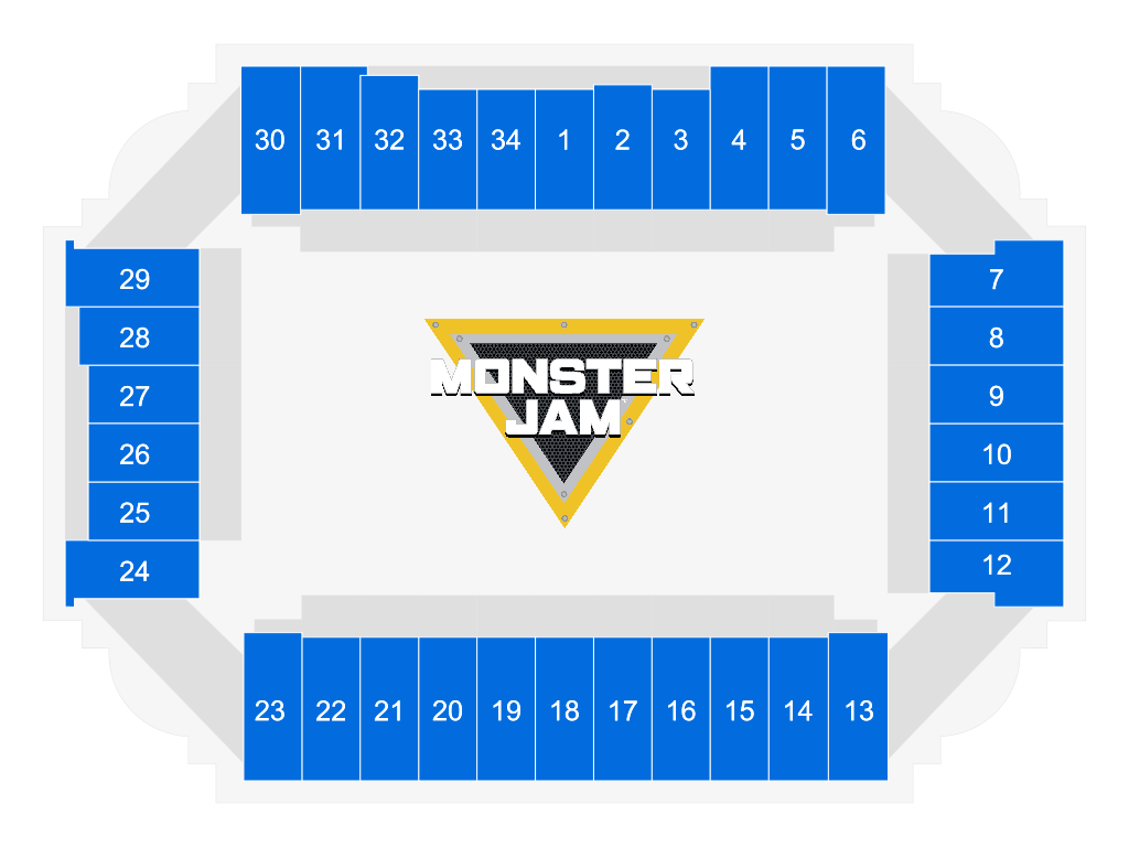 Venue seating chart for Monster Jam for reference only