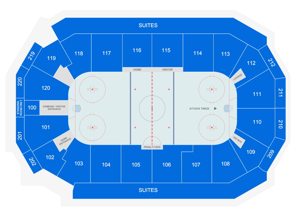 Venue seating chart for Kansas City Mavericks for reference only