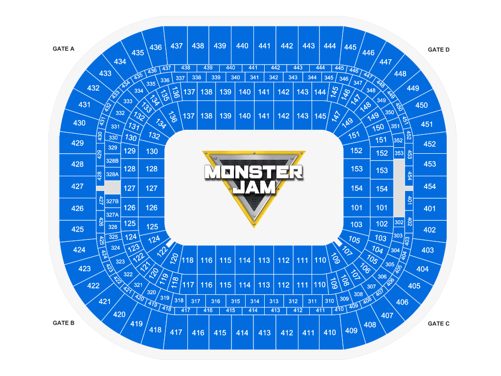 Venue seating chart for Monster Jam for reference only