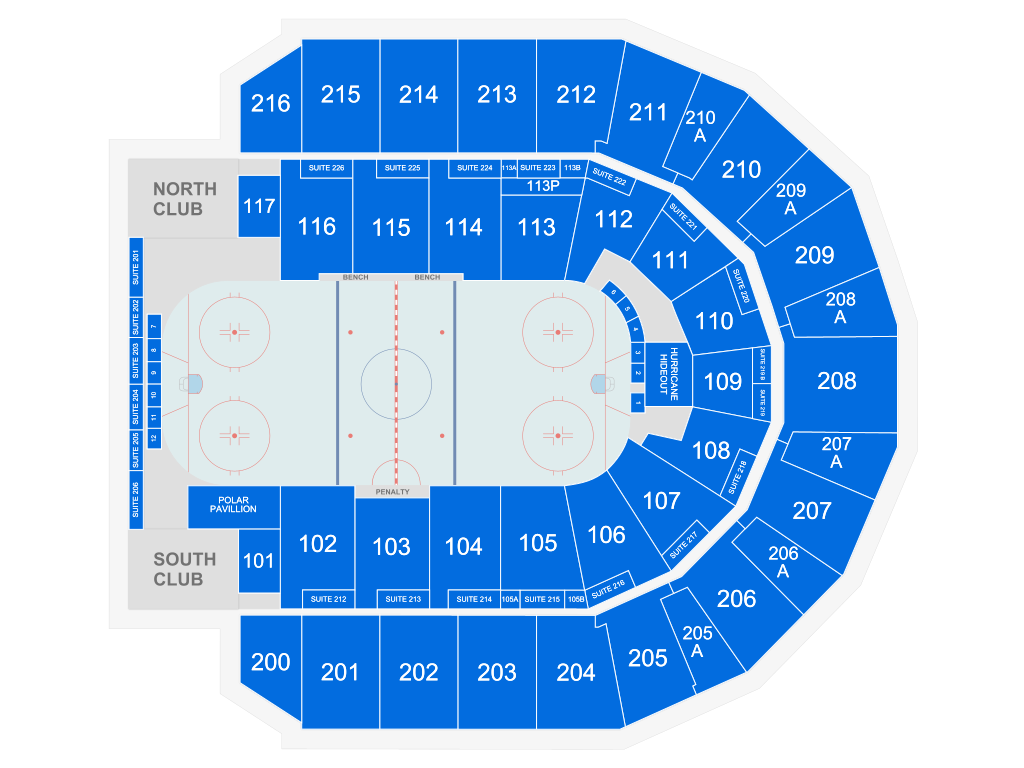 Venue seating chart for Quad City Storm for reference only