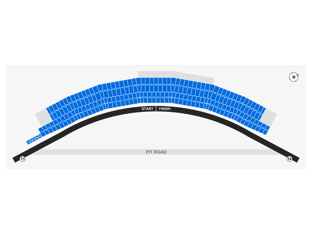 Venue seating chart for NASCAR XFINITY Series for reference only