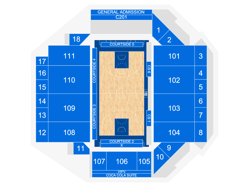 Venue seating chart for Sioux Falls Skyforce for reference only