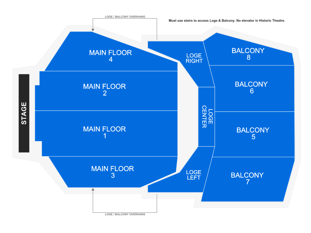 Venue seating chart for The New Standards for reference only