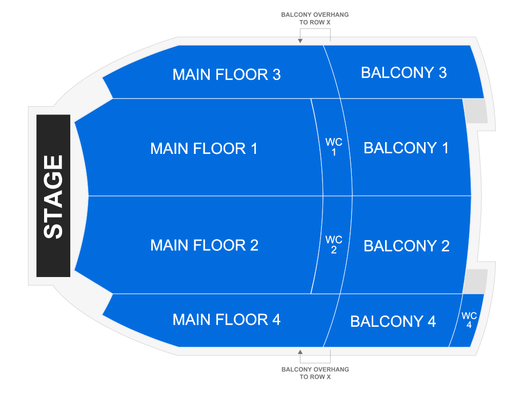Venue seating chart for Rochester Dance Company for reference only