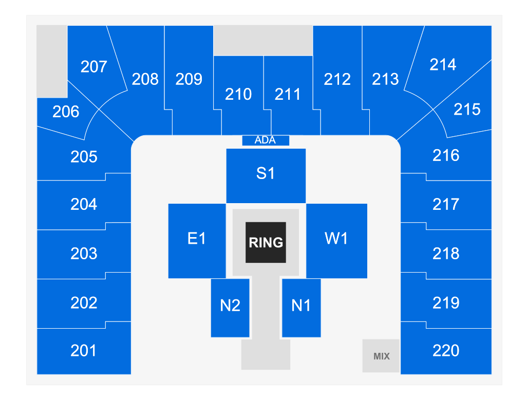 Venue seating chart for WWE - NXT Live for reference only