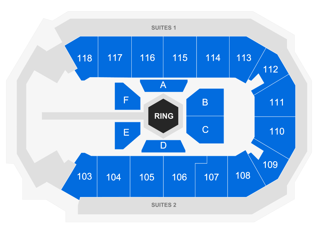 Venue seating chart for MMA - Mixed Martial Arts for reference only