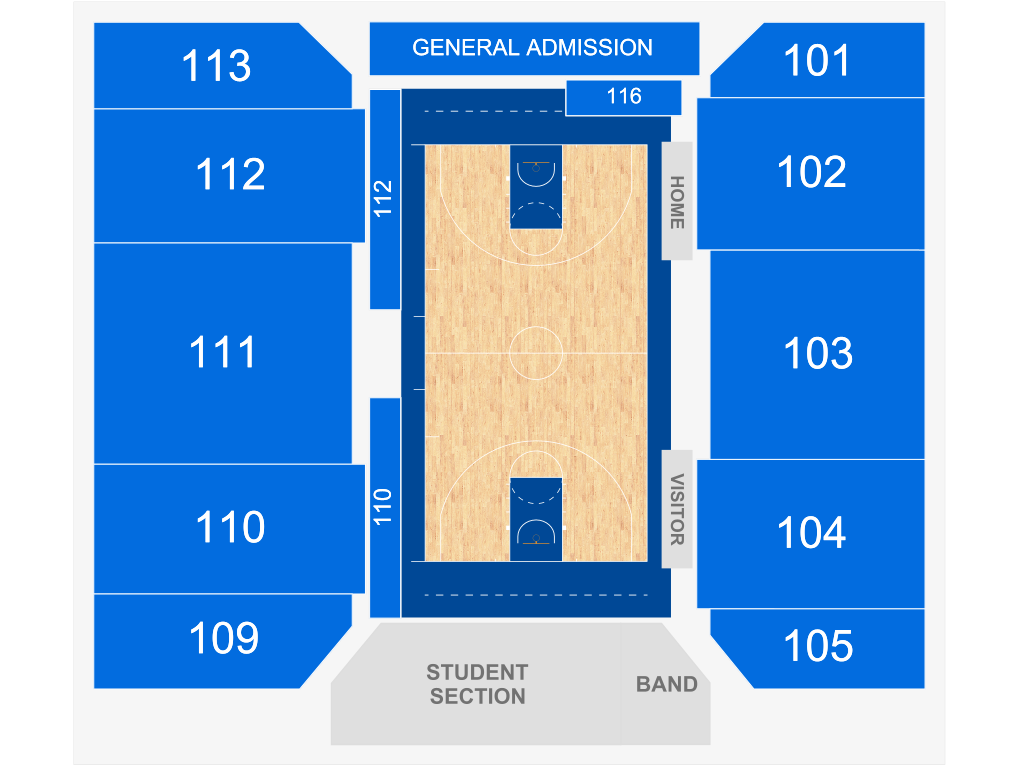 Venue seating chart for Creighton Bluejays Womens Basketball for reference only