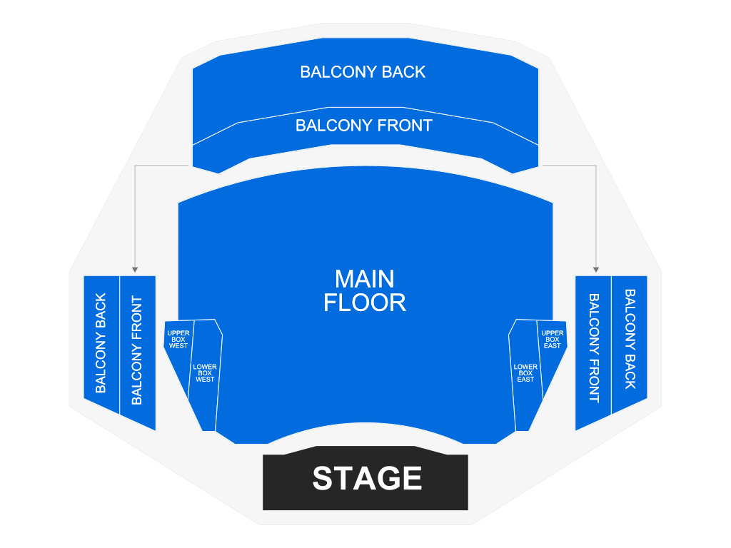 Venue seating chart for Peoria Symphony Orchestra for reference only