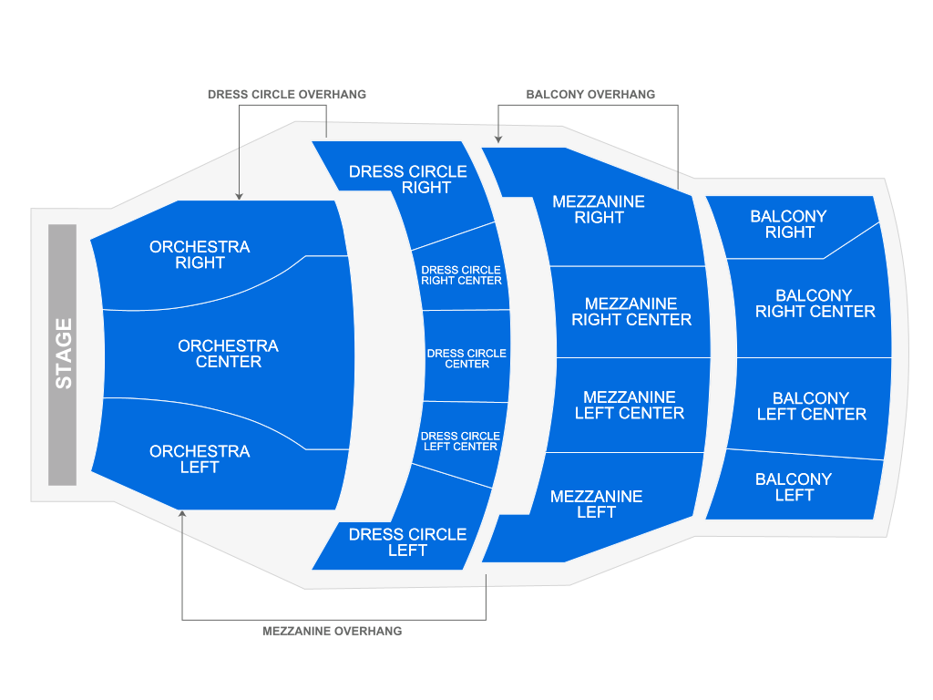 Venue seating chart for Hamilton (Chicago) for reference only