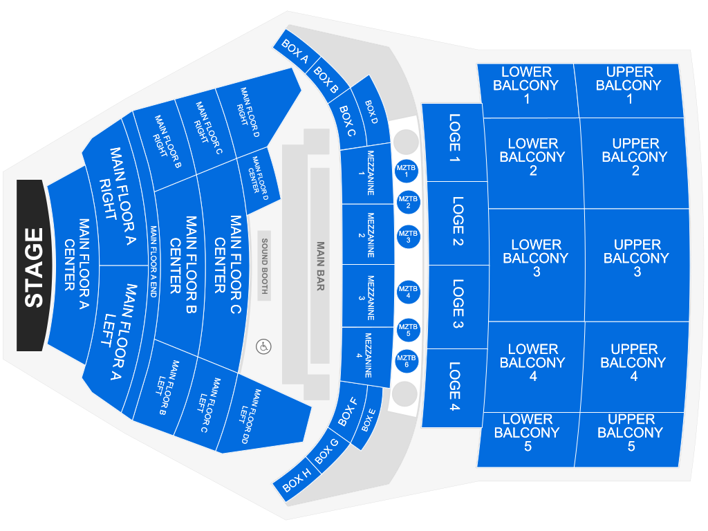 Venue seating chart for Matt Mathews for reference only